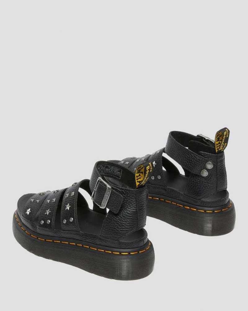 Dr Martens Clarissa Milled Nappa Platform Strap Sandals Black | 01VWAQDOP