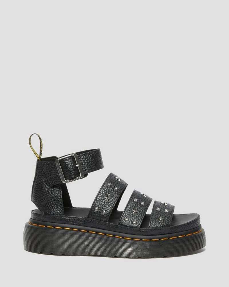 Dr Martens Clarissa Milled Nappa Platform Strap Sandals Black | 01VWAQDOP