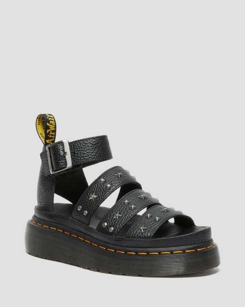 Dr Martens Clarissa Milled Nappa Platform Strap Sandals Black | 01VWAQDOP