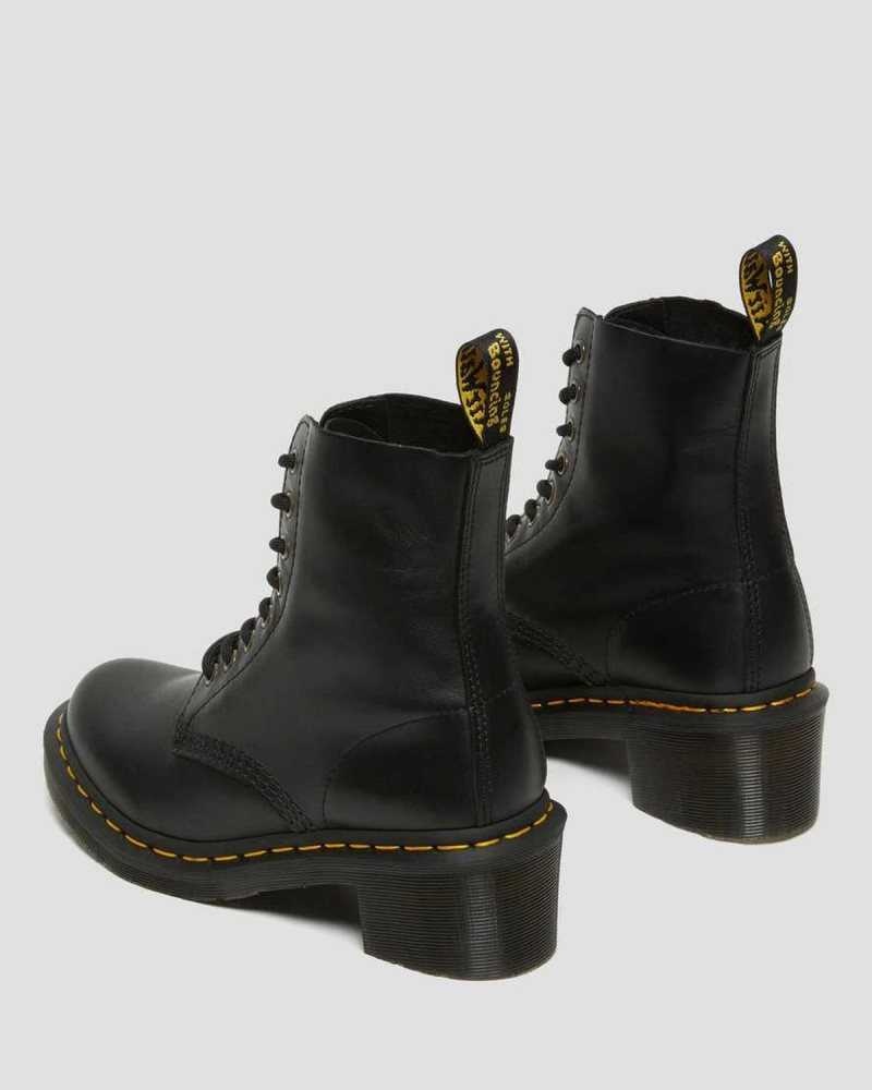 Dr Martens Clemency Leather Heeled Lace Up Boots Black | 49JNATIYD