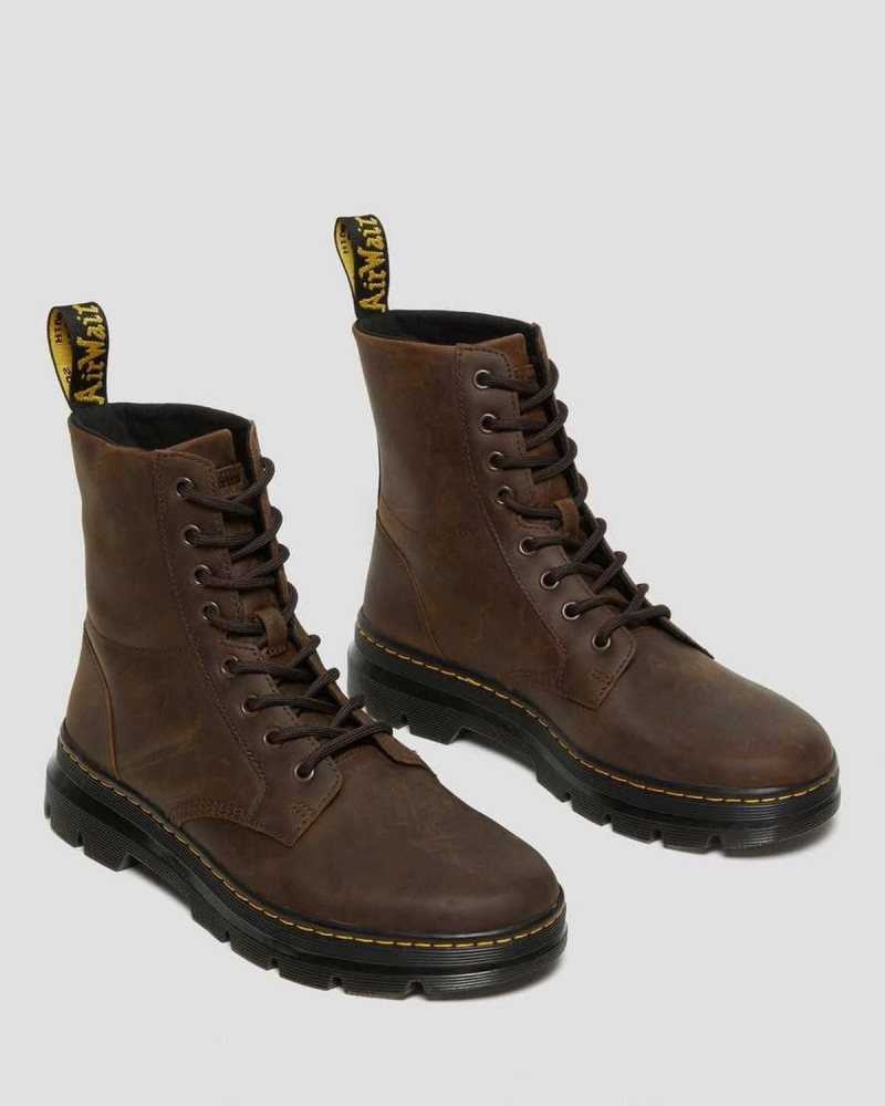 Dr Martens Combs Crazy Horse Leather Casual Boots Brown | 95REXHYJU