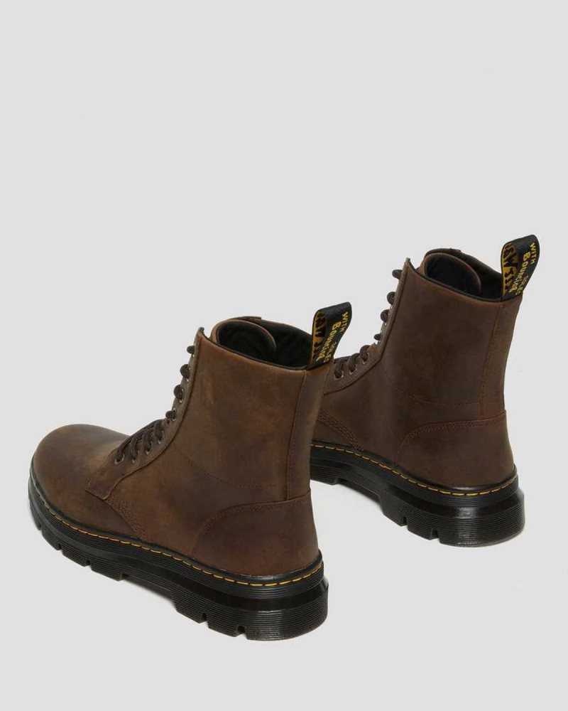 Dr Martens Combs Crazy Horse Leather Casual Boots Brown | 95REXHYJU