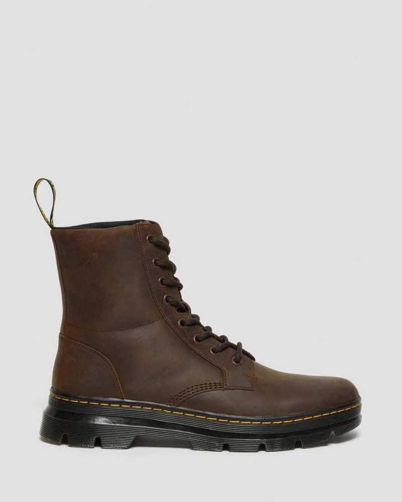 Dr Martens Combs Crazy Horse Leather Casual Boots Brown | 95REXHYJU