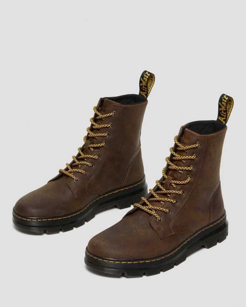 Dr Martens Combs Crazy Horse Leather Casual Boots Brown | 95REXHYJU