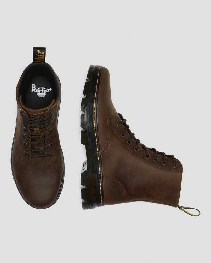 Dr Martens Combs Crazy Horse Leather Casual Boots Brown | 95REXHYJU