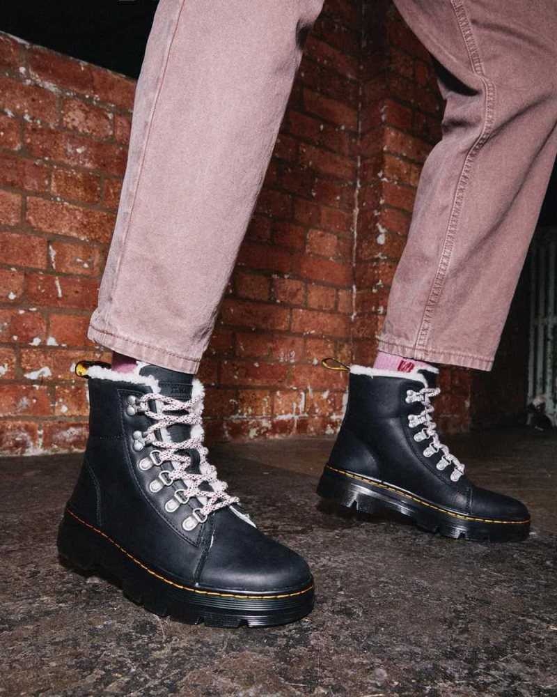 Dr Martens Combs Faux Shearling Lined Casual Boots Black | 05WEZLIBU