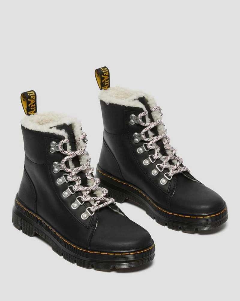 Dr Martens Combs Faux Shearling Lined Casual Boots Black | 05WEZLIBU