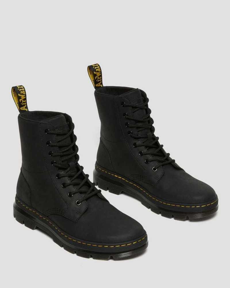 Dr Martens Combs Leather Casual Boots Black | 79GAFCMSQ