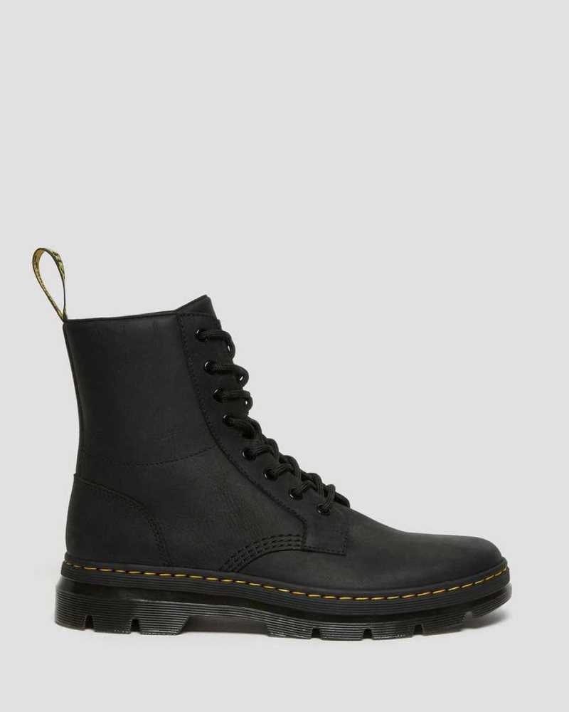 Dr Martens Combs Leather Casual Boots Black | 79GAFCMSQ