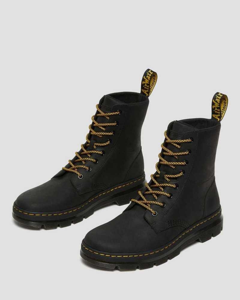 Dr Martens Combs Leather Casual Boots Black | 79GAFCMSQ