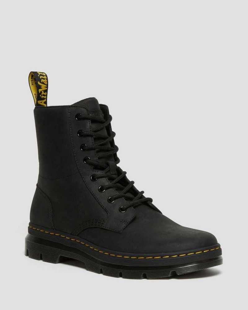 Dr Martens Combs Leather Casual Boots Black | 79GAFCMSQ