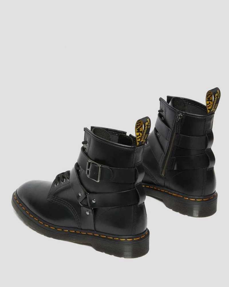 Dr Martens Cristofor Leather Harness Lace Up Boots Black | 42EBHDQRF