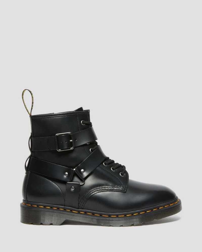 Dr Martens Cristofor Leather Harness Lace Up Boots Black | 42EBHDQRF