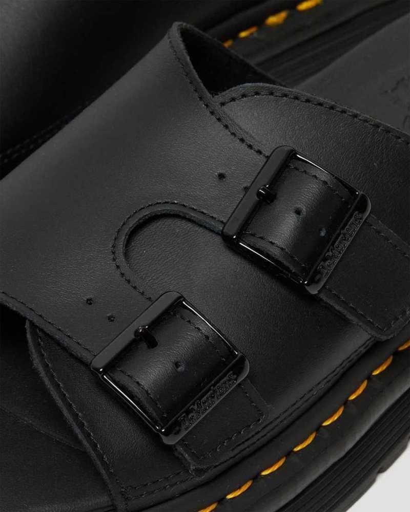 Dr Martens Dax Leather Slide Sandals Black | 06MYQZAVW