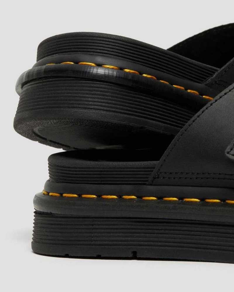 Dr Martens Dax Leather Slide Sandals Black | 06MYQZAVW