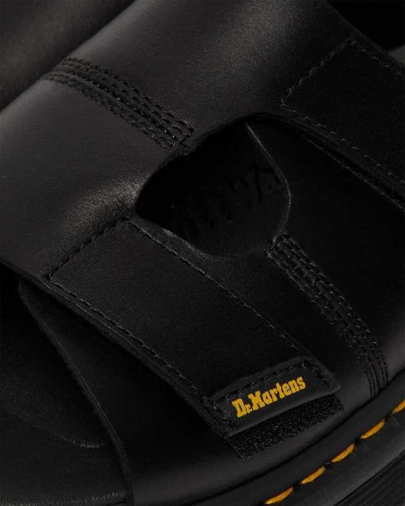 Dr Martens Daxton Leather Slide Sandals Black | 02CWFLMDI