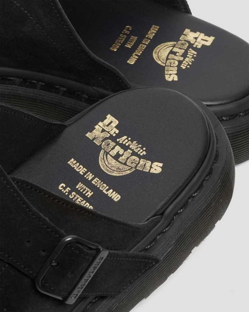 Dr Martens Dayne Suede Slide Sandals Black | 02FVDBLKY