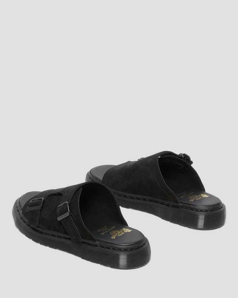 Dr Martens Dayne Suede Slide Sandals Black | 81GYHQSJW