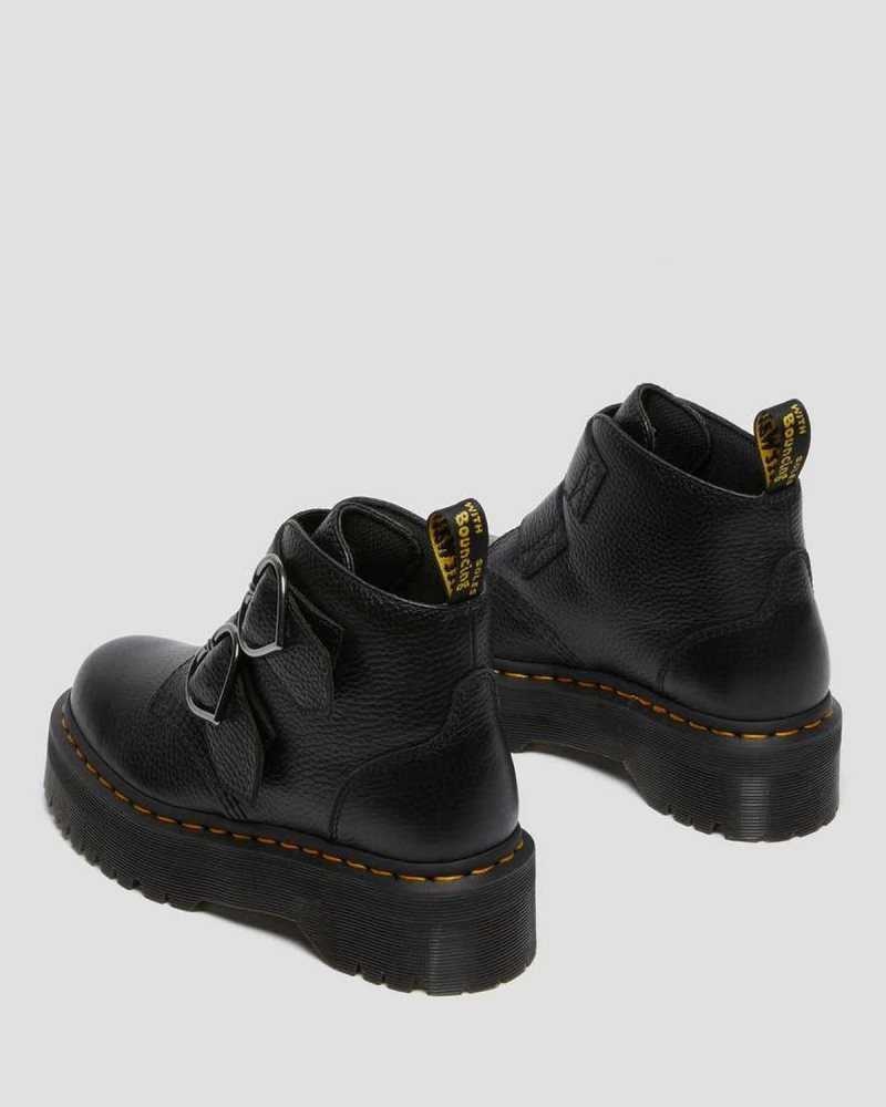 Dr Martens Devon Heart Leather Platform Boots Black | 80MDUOFIR