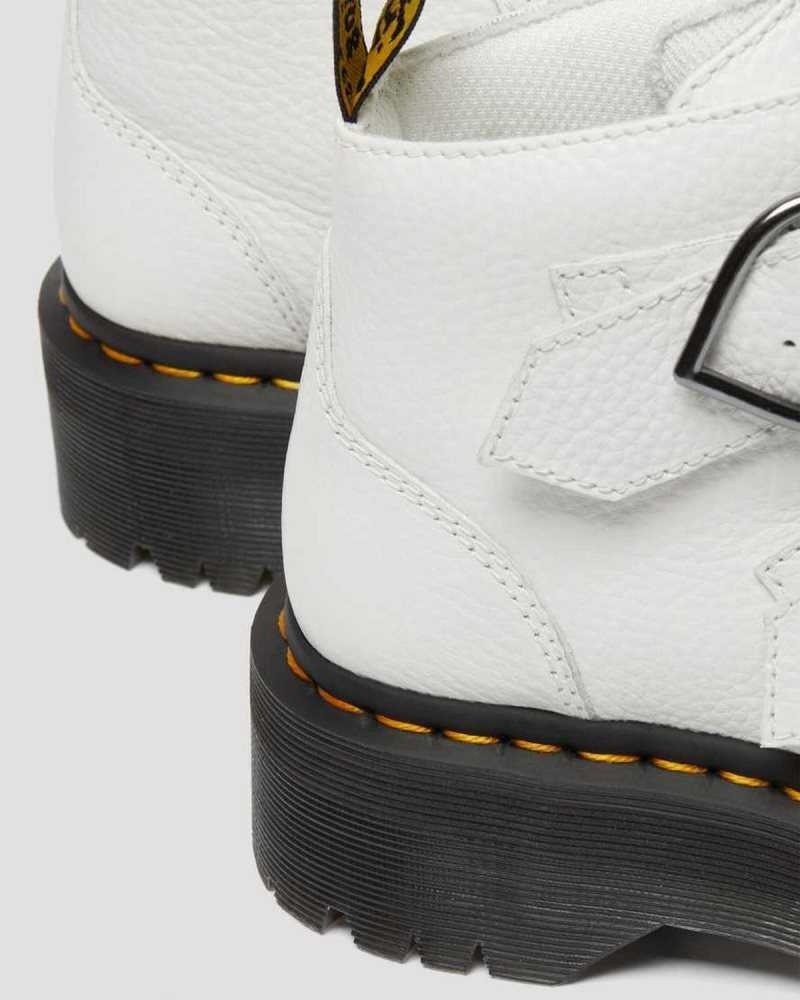 Dr Martens Devon Heart Leather Platform Boots White | 50CEDHBJY