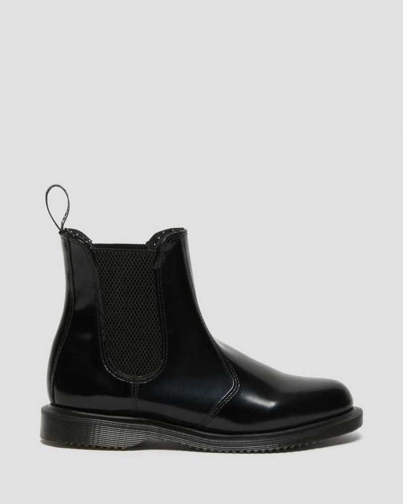 Dr Martens Flora Smooth Leather Chelsea Boots Black | 46GHPSKLD