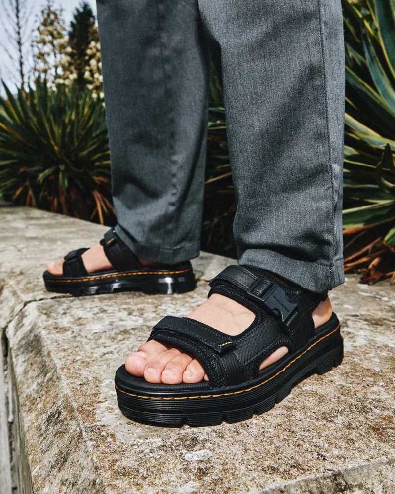 Dr Martens Forster Webbing Sandals Black | 41GEXMAYV