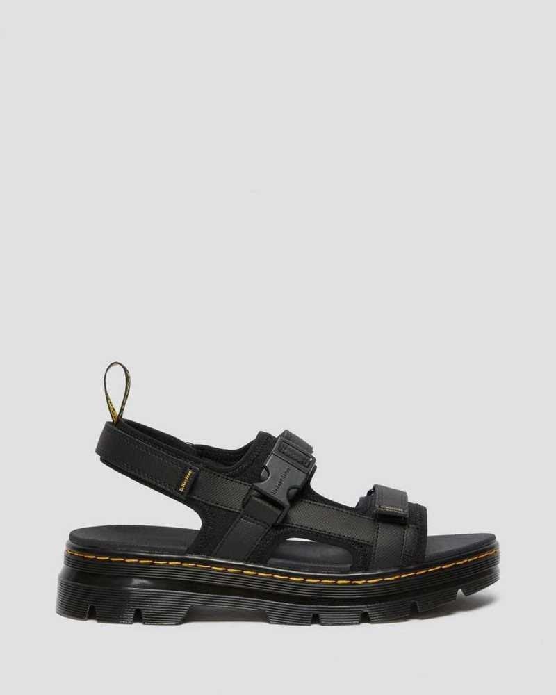 Dr Martens Forster Webbing Sandals Black | 41GEXMAYV