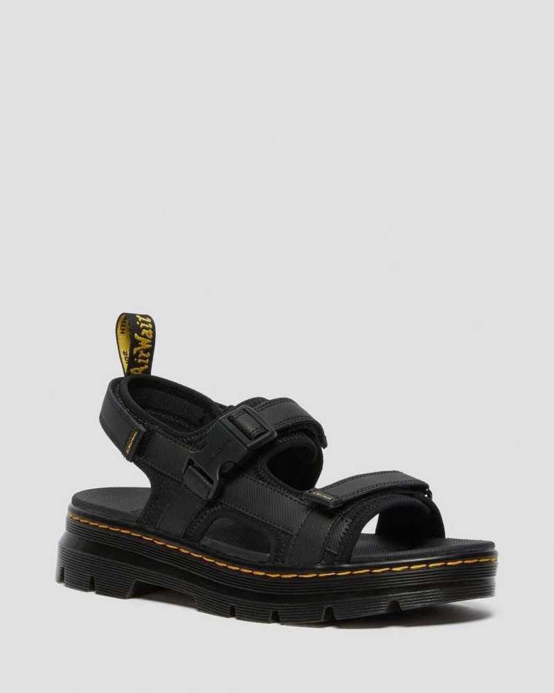 Dr Martens Forster Webbing Sandals Black | 41GEXMAYV