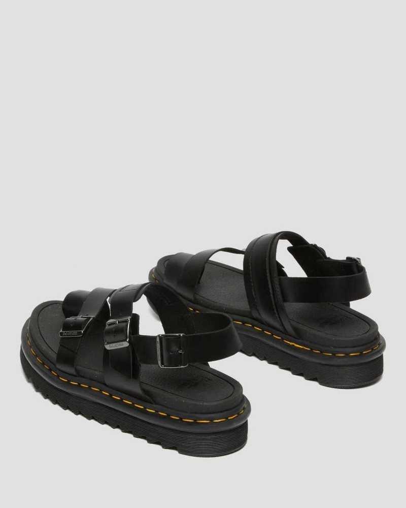 Dr Martens Fynn Leather Strap Sandals Black | 49EMCRLOU