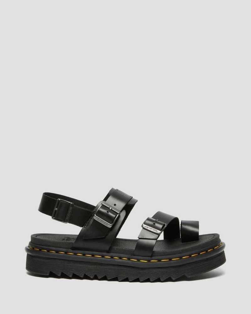 Dr Martens Fynn Leather Strap Sandals Black | 49EMCRLOU