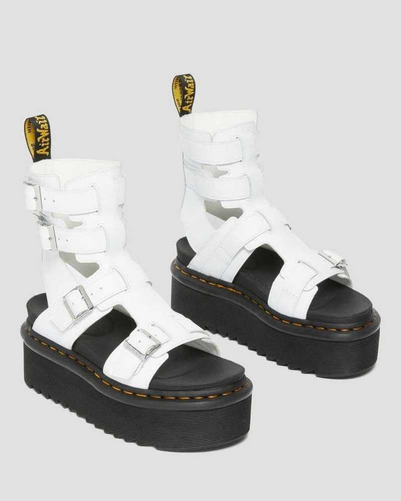 Dr Martens Giavanna Leather Platform Gladiator Sandals White | 18ODAHBME