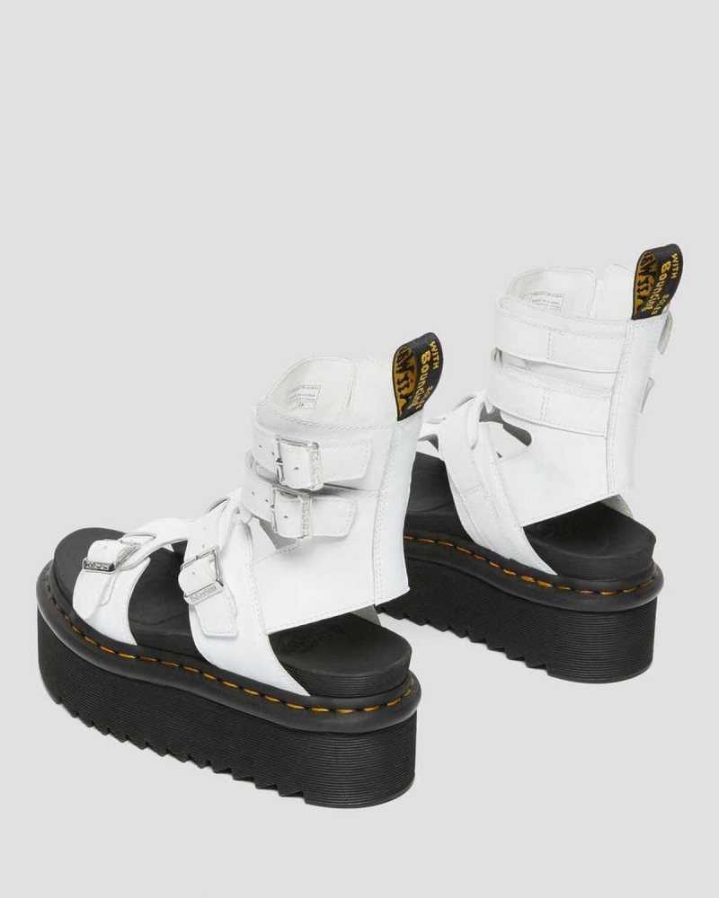 Dr Martens Giavanna Leather Platform Gladiator Sandals White | 18ODAHBME