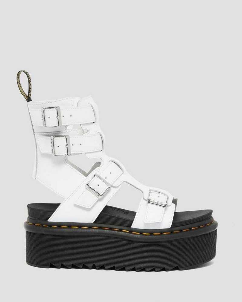 Dr Martens Giavanna Leather Platform Gladiator Sandals White | 18ODAHBME