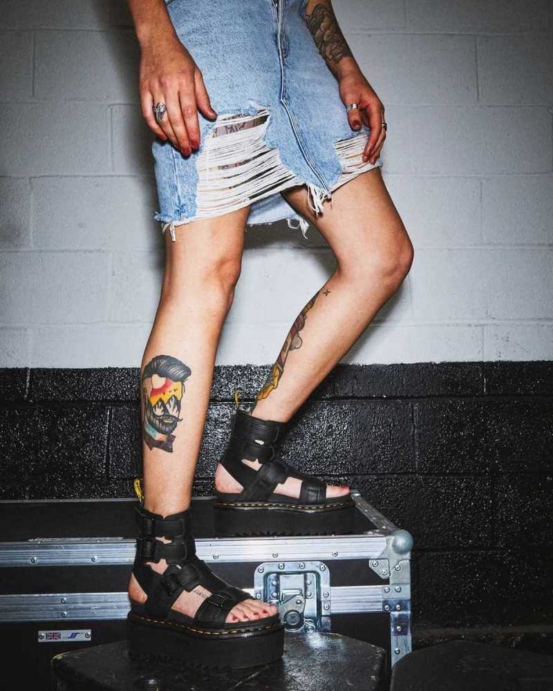 Dr Martens Giavanna Leather Platform Gladiator Sandals Black | 91CTOIXVH