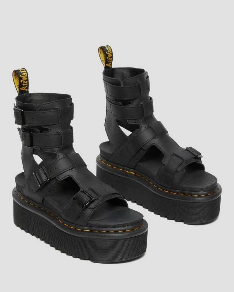 Dr Martens Giavanna Leather Platform Gladiator Sandals Black | 91CTOIXVH