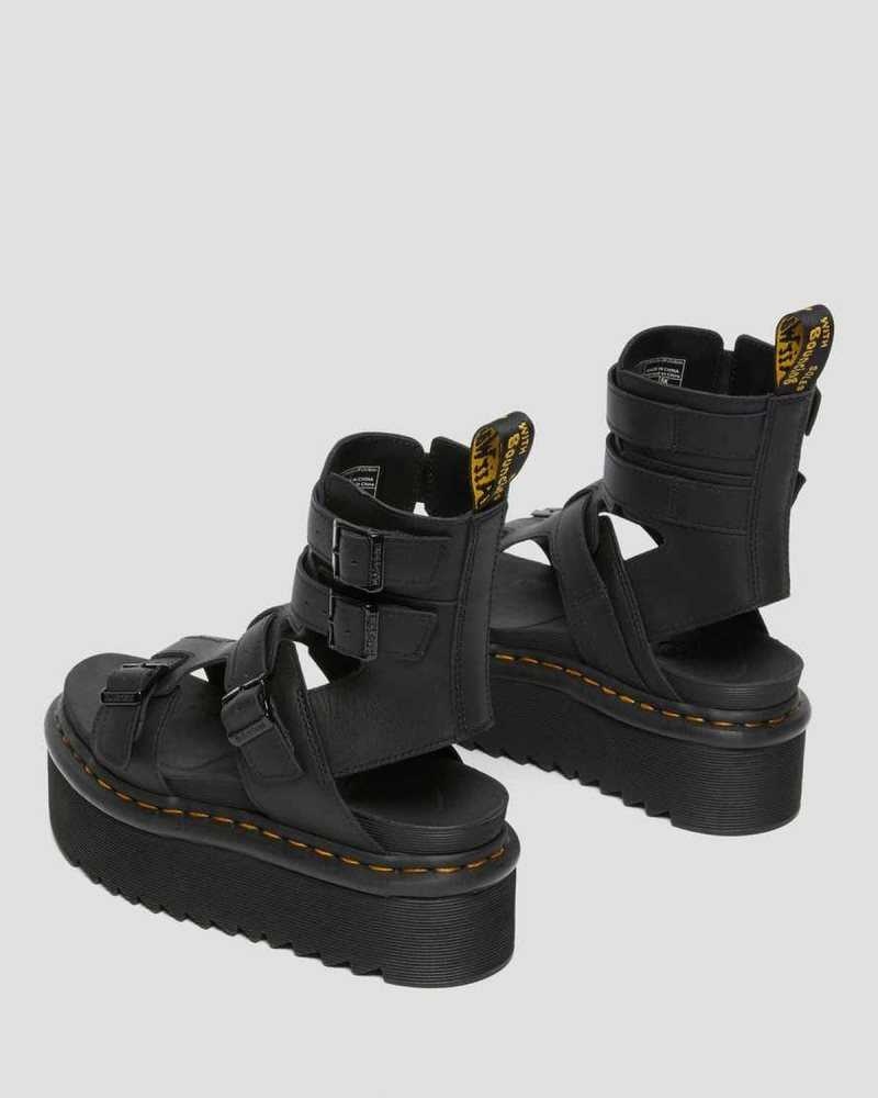 Dr Martens Giavanna Leather Platform Gladiator Sandals Black | 91CTOIXVH