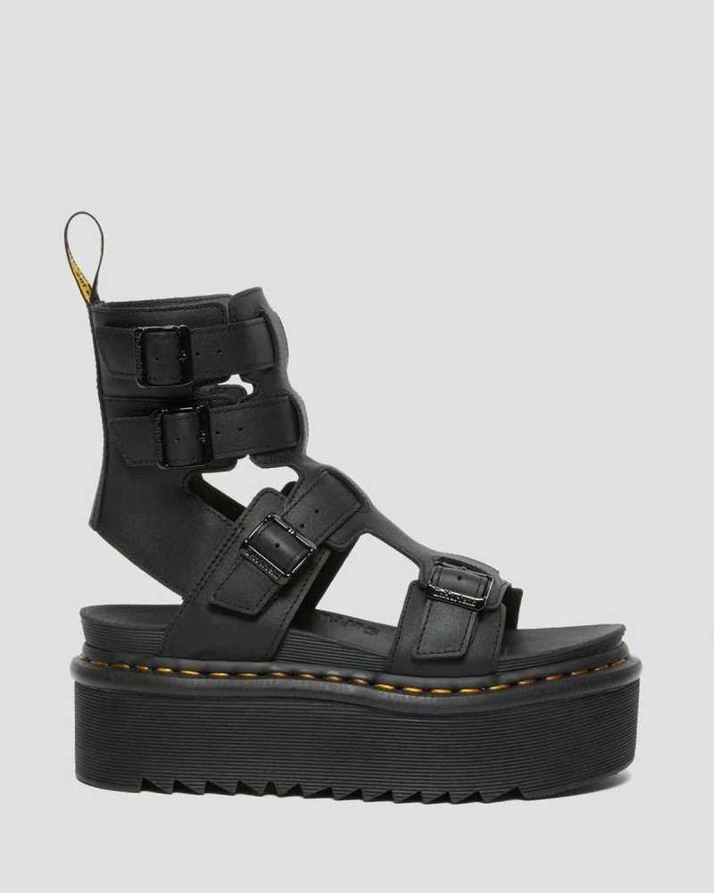 Dr Martens Giavanna Leather Platform Gladiator Sandals Black | 91CTOIXVH