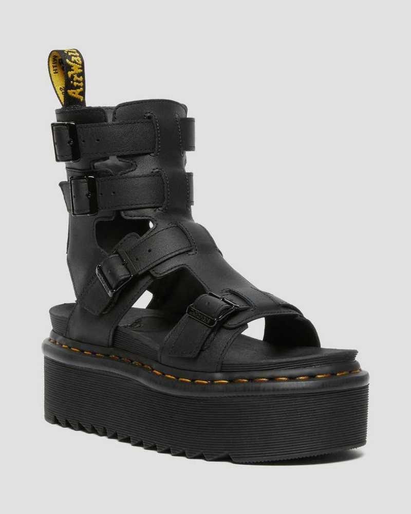 Dr Martens Giavanna Leather Platform Gladiator Sandals Black | 91CTOIXVH