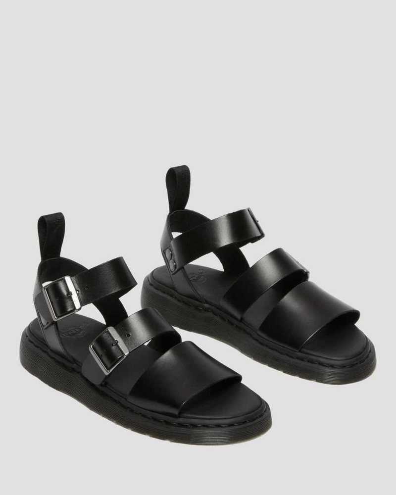 Dr Martens Gryphon Brando Leather Gladiator Sandals Black | 73OQKFNYJ