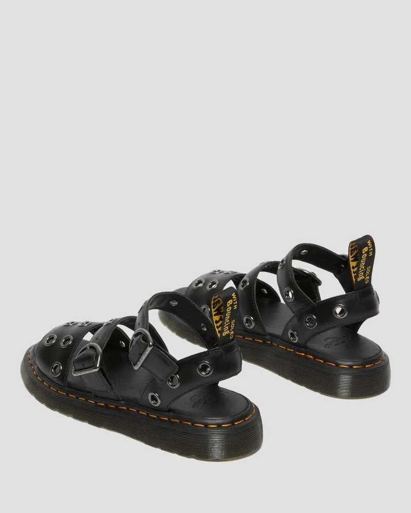 Dr Martens Gryphon Hardware Brando Leather Sandals Black | 45FGETVDW