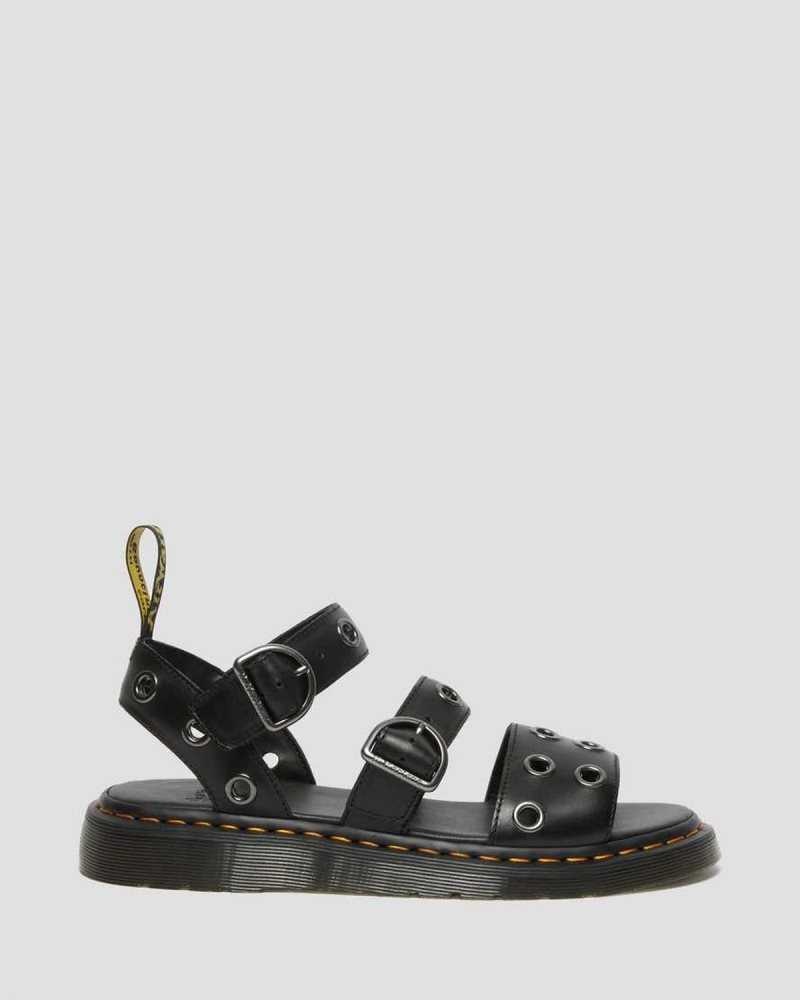 Dr Martens Gryphon Hardware Brando Leather Sandals Black | 45FGETVDW