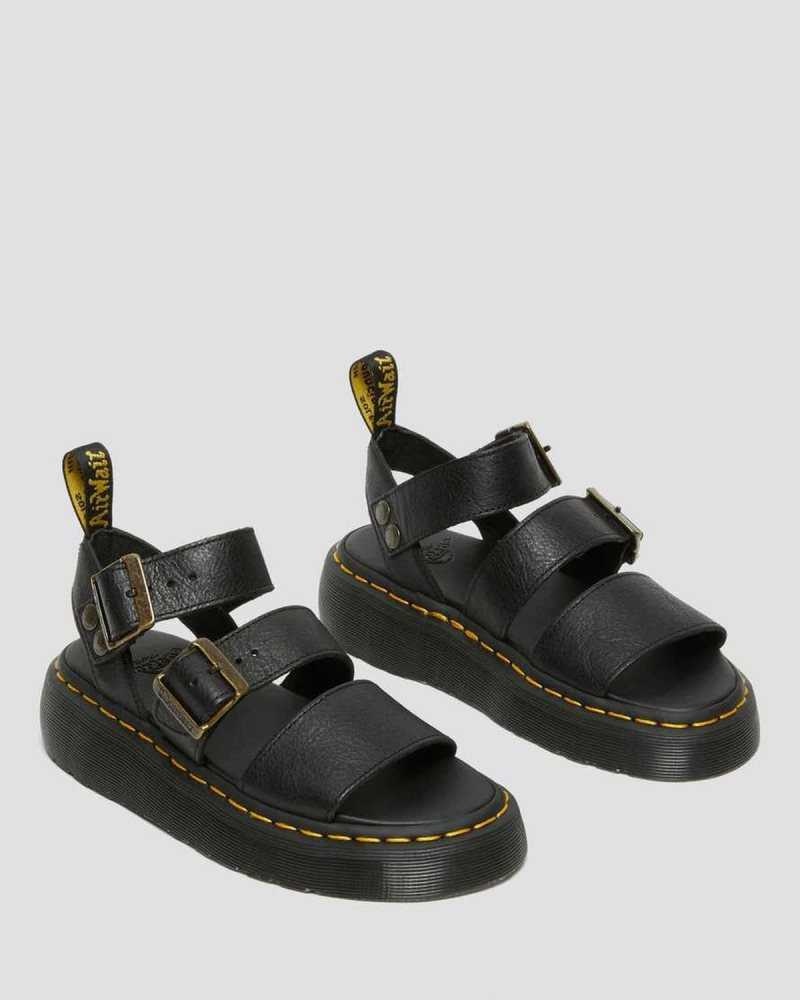 Dr Martens Gryphon Platform Gladiator Sandals Black | 87XFURJGH