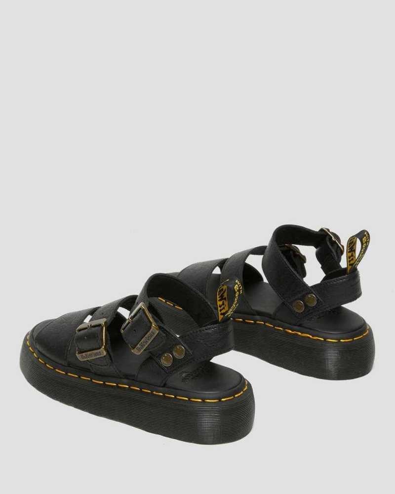 Dr Martens Gryphon Platform Gladiator Sandals Black | 87XFURJGH