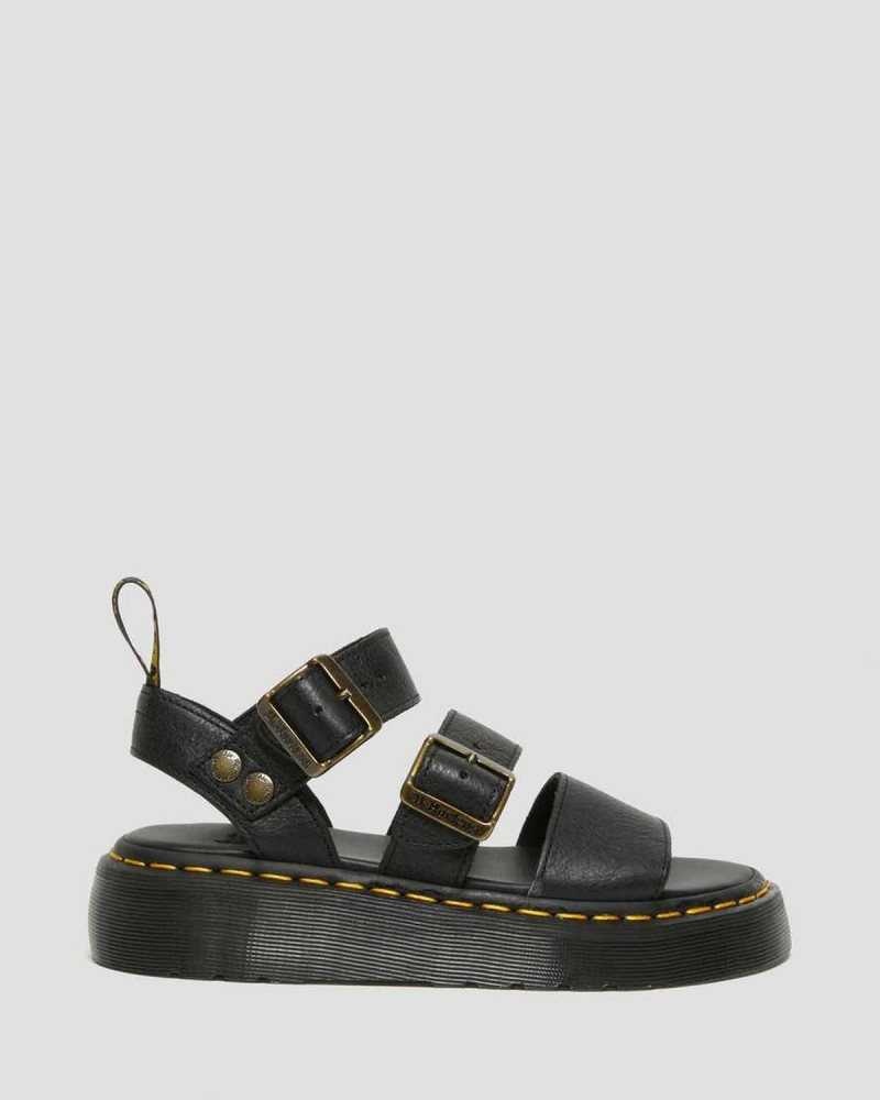 Dr Martens Gryphon Platform Gladiator Sandals Black | 87XFURJGH