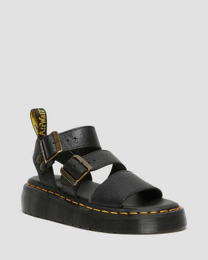 Dr Martens Gryphon Platform Gladiator Sandals Black | 87XFURJGH