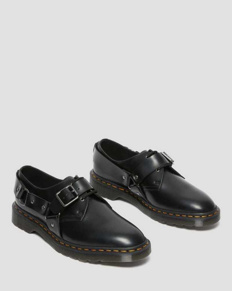 Dr Martens Henree Polished Smooth Leather Buckle Shoes Black | 13YUINBHC