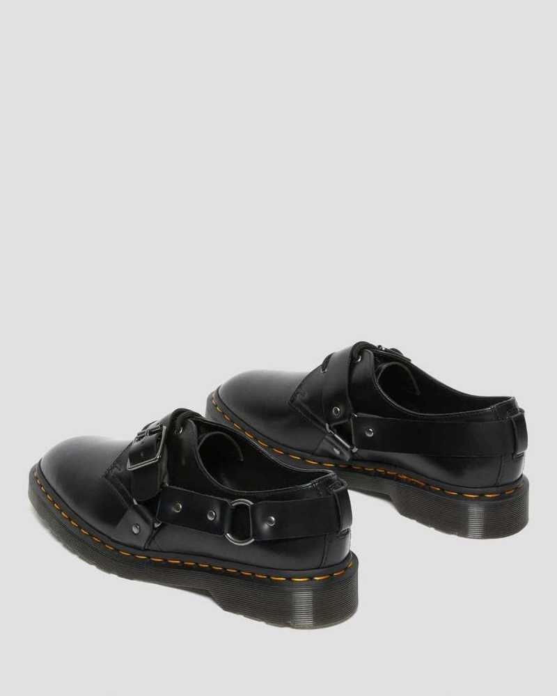 Dr Martens Henree Polished Smooth Leather Buckle Shoes Black | 13YUINBHC