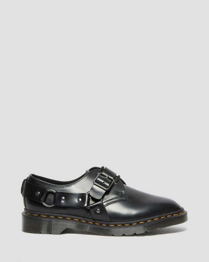 Dr Martens Henree Polished Smooth Leather Buckle Shoes Black | 13YUINBHC