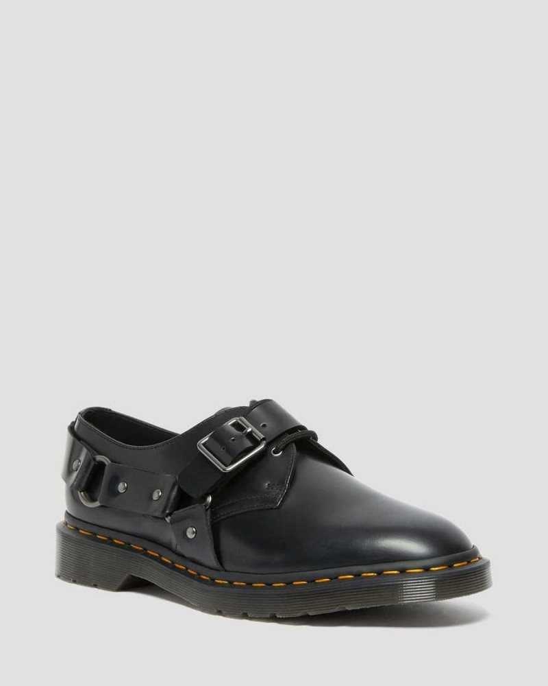 Dr Martens Henree Polished Smooth Leather Buckle Shoes Black | 13YUINBHC