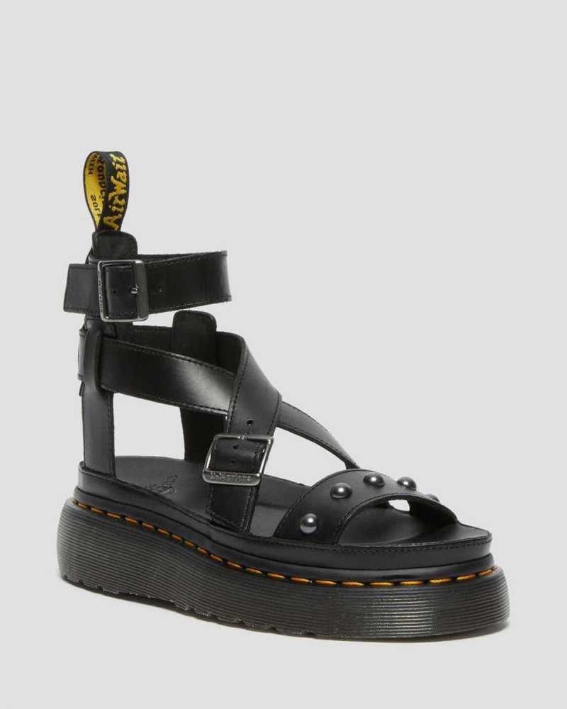 Dr Martens Imojeen Brando Leather Stud Platform Sandals Black | 30OMGIERP